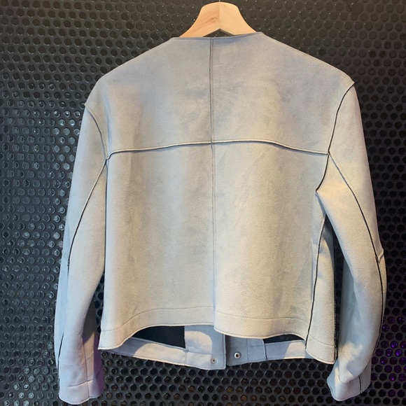 ZARA Grey Blue Suede Jacket - Picture 3 of 3